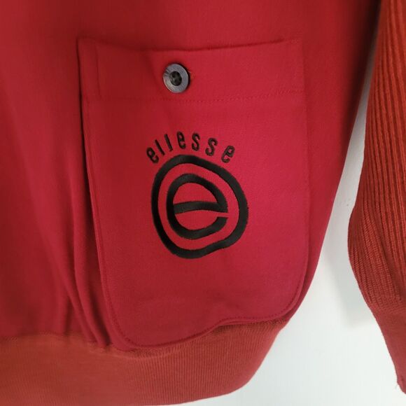 Vintage Ellesse Golf Cardigan Sweater Red Size Medium Button Down V Neck Pockets - Picture 6 of 7